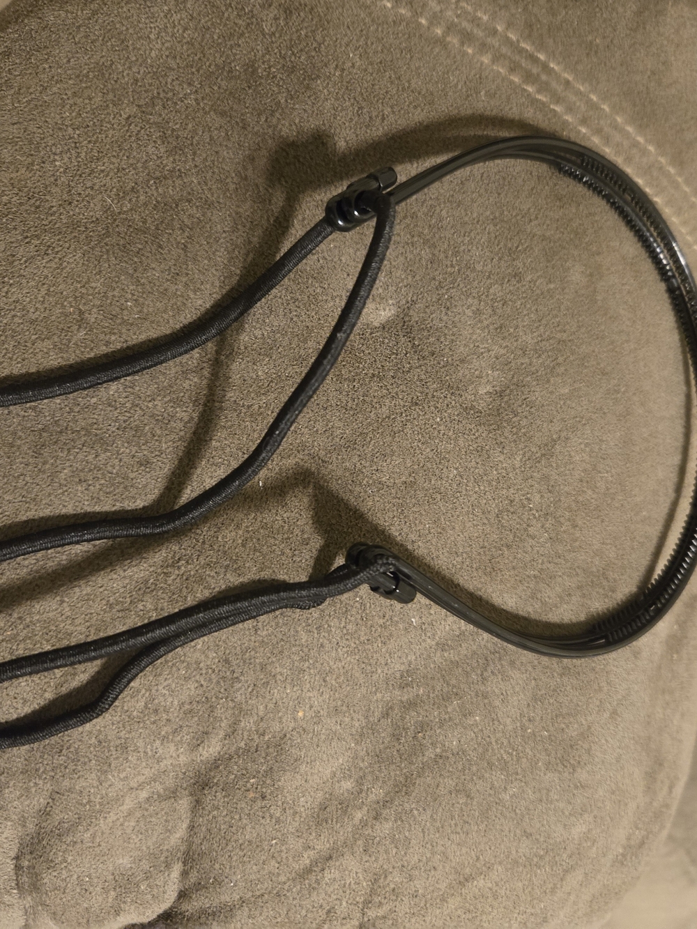Adjustable Black Leather-Look Headband with Elastic Straps